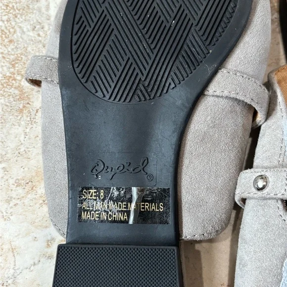 Cupid Gray Suede Flats with Buckle Detail - Picture 3 of 4